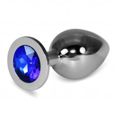 Plug Anal de Metal Rosebud Classic con Joya Azul Oscuro Talla L