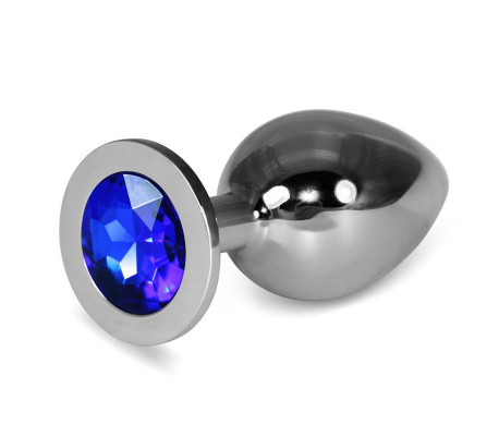 Plug Anal de Metal Rosebud Classic con Joya Azul Oscuro Talla L