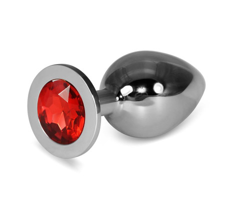 Plug Anal Metal RoseBud Classic con Joya Rojo Talla L