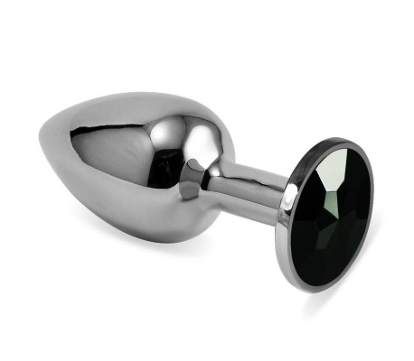 Plug Anal Plateado Rosebud Classic con Joya Negro Talla S