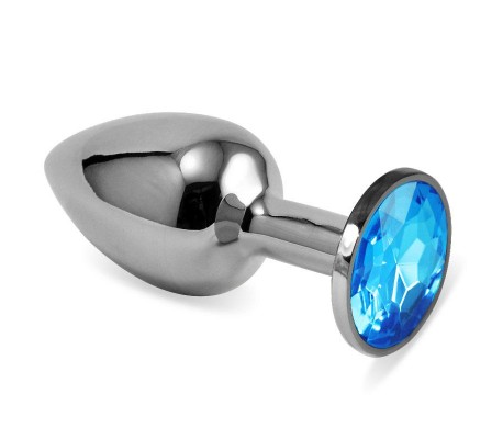 Plug Anal Plateado Rosebud Classic con Joya Azul Talla S