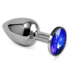 Plug Anal Plateado Rosebud Classic con Joya Azul Oscuro Talla S