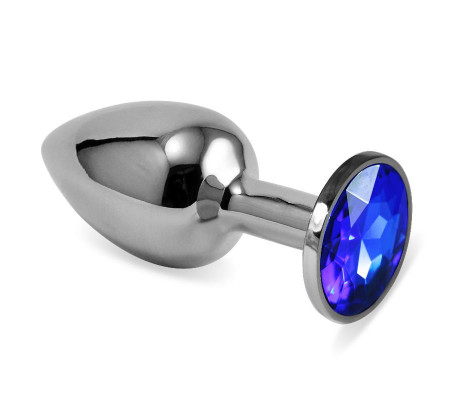 Plug Anal Plateado Rosebud Classic con Joya Azul Oscuro Talla S