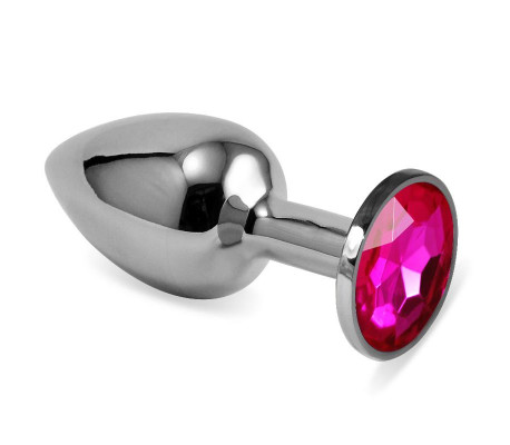 Plug Anal Plateado Rosebud Classic con Joya Fuchsia Talla S