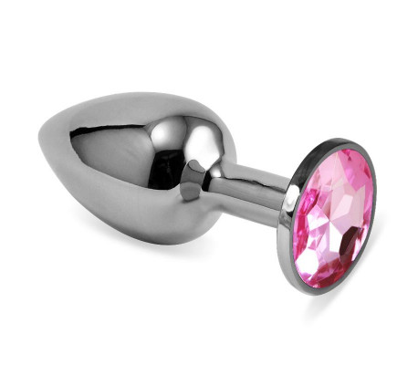 Plug Anal Plateado Rosebud Classic con Joya Rosa Talla S