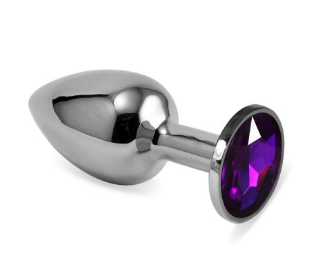 Plug Anal Plateado Rosebud Classic con Joya Púrpura Talla S