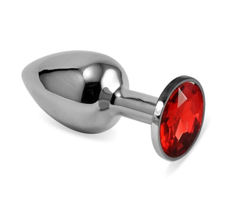 Plug Anal Plateado Rosebud Classic con Joya Rojo Talla S