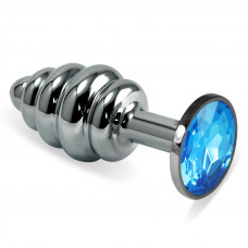 Plug Anal en Espiral Rosebud con Joya Azul