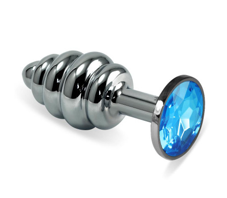 Plug Anal en Espiral Rosebud con Joya Azul