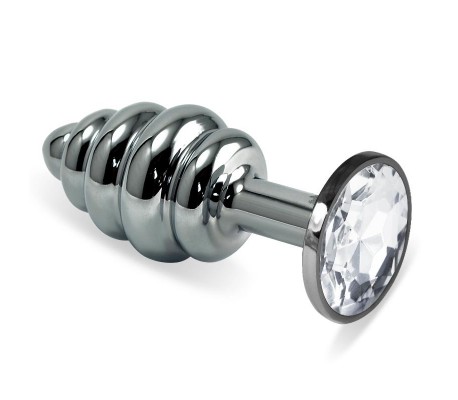 Plug Anal en Espiral Rosebud con Joya Transparente