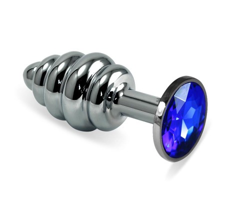 Plug Anal en Espiral Rosebud con Joya Azul Oscuro