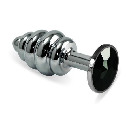 Plug Anal en Espiral Rosebud con Joya Negro