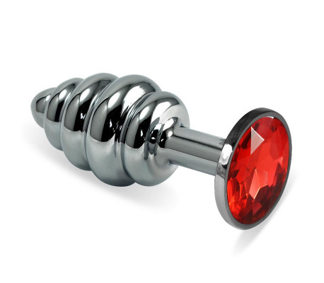 Plug Anal en Espiral Rosebud con Joya Rojo