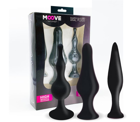 Set 3 Plugs Anal Silicona Negro