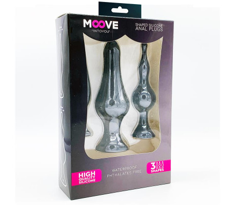 Set 3 Plugs Anal Silicona Negro