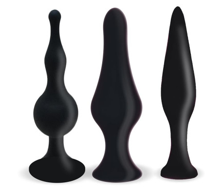 Set 3 Plugs Anal Silicona Negro