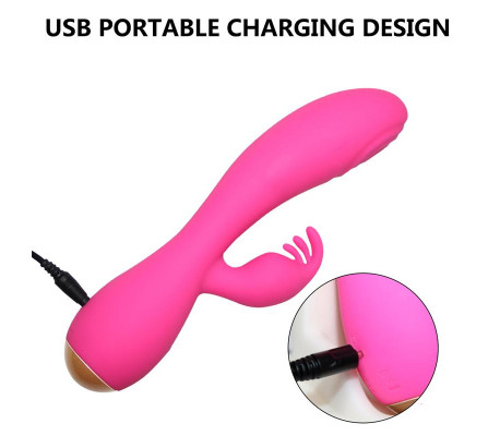 Conejito Vibrador Magic Stick con Pulsación Fucsia