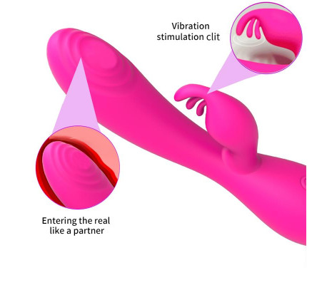 Conejito Vibrador Magic Stick con Pulsación Fucsia