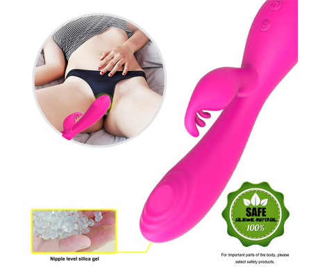 Conejito Vibrador Magic Stick con Pulsación Fucsia
