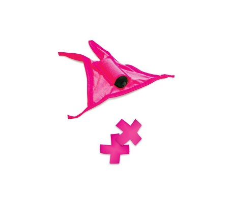 Neon Set Braguitas Vibradoras Sin Tirantes y Pezoneras Color Rosa