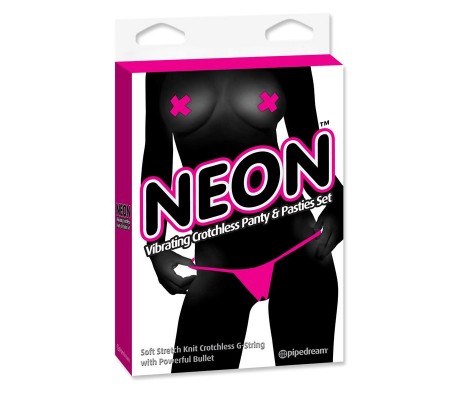 Neon Set Braguitas Vibradoras Sin Tirantes y Pezoneras Color Rosa