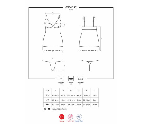 853-CHE-2 Chemise y Tanga Color Blanco