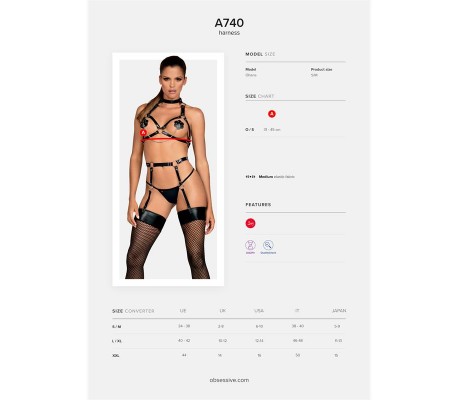 A740 Arnés de Pecho para Bondage Talla Única Ajustable