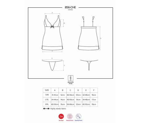 856-CHE-1 Chemise y Tanga Color Negro