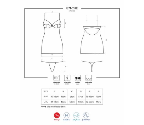 871-CHE-2 Chemise y Tanga Color Blanco