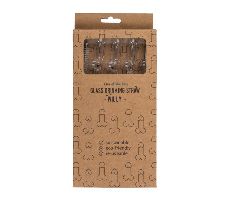 Pajitas de Cristal de Pene con Limpiador