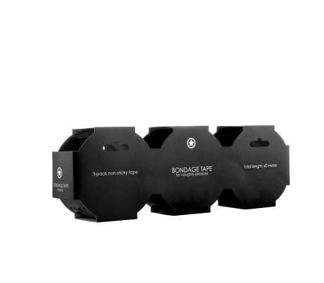 Shots Ouch! Pack de 3 de Cinta de Bondage Color Negro