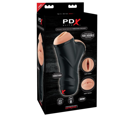 PDX Elite Masturbador de Doble Penetración Vibrador