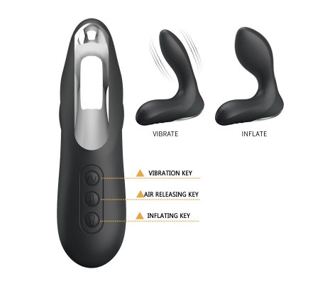 Estimlador Anal Inflable Leonard Silicona USB Negro