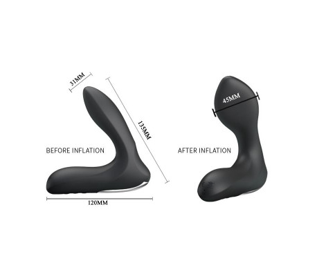 Estimlador Anal Inflable Leonard Silicona USB Negro