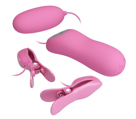 Pinzas para Pezones y Huevo Vibrador con Electro shock