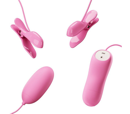 Pinzas para Pezones y Huevo Vibrador con Electro shock