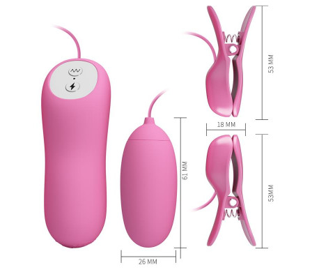 Pinzas para Pezones y Huevo Vibrador con Electro shock
