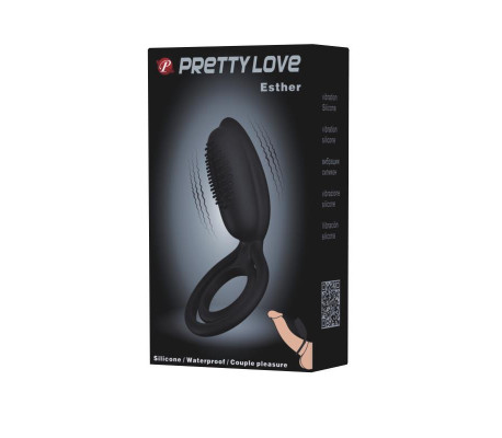 Pretty Love Anillo Vibrador Esther Color Negro
