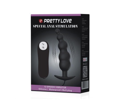 Vibrador Anal Burbujas Negro con Control Remo cl70