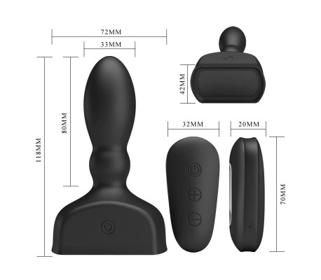 Estimulador Anal Harriet Inflable USB Silicone Negro