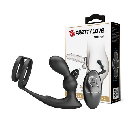 Marshall Plug Anal con Vibración y Anillo para el Pene y Testículos
