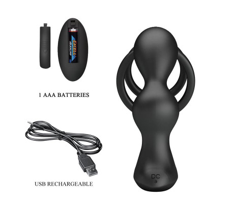 Marshall Plug Anal con Vibración y Anillo para el Pene y Testículos
