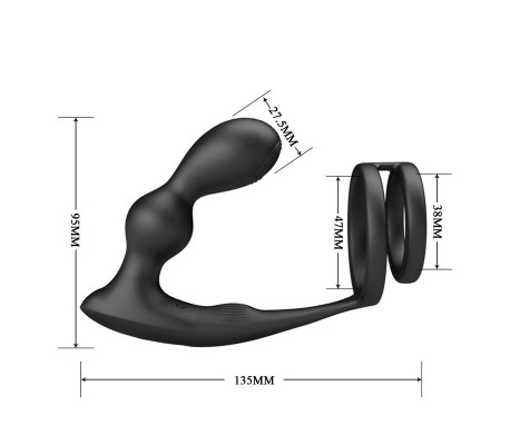 Marshall Plug Anal con Vibración y Anillo para el Pene y Testículos