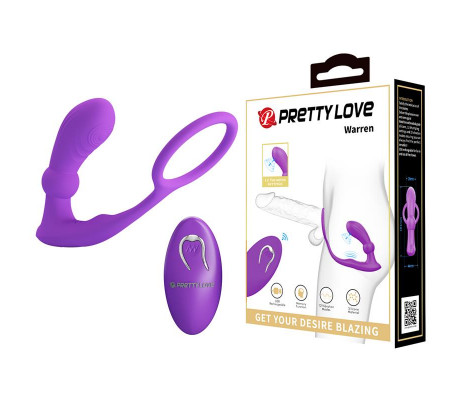 Warren Plug Anal y Anillo para el Pene con Vibración y Pulsación a Control Remoto