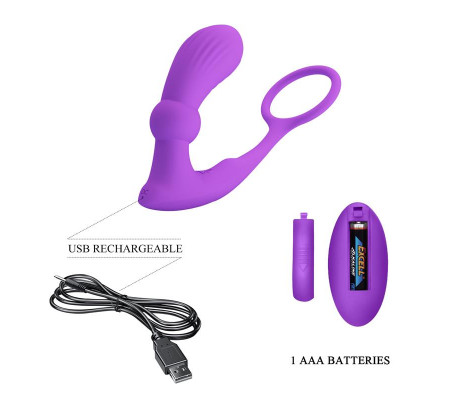 Warren Plug Anal y Anillo para el Pene con Vibración y Pulsación a Control Remoto