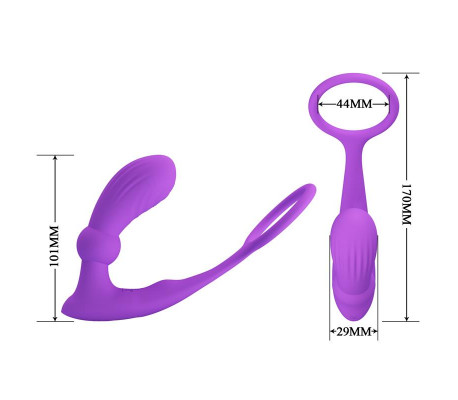 Warren Plug Anal y Anillo para el Pene con Vibración y Pulsación a Control Remoto