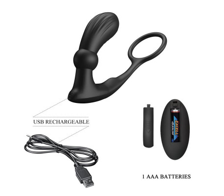 Warren Plug Anal y Anillo para el Pene con Vibración y Pulsación a Control Remoto