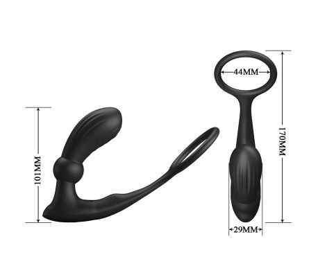 Warren Plug Anal y Anillo para el Pene con Vibración y Pulsación a Control Remoto