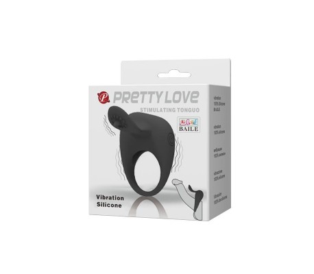 Pretty Love Anillo Vibrador Tonguo Negro