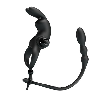 Anillo Vibrador con Cadena Anal Desmontable